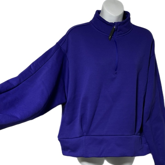 Athleta Blue Purple Altitude Polartec Half Zip Pullover Cropped Sweatshirt XL - Picture 3 of 12